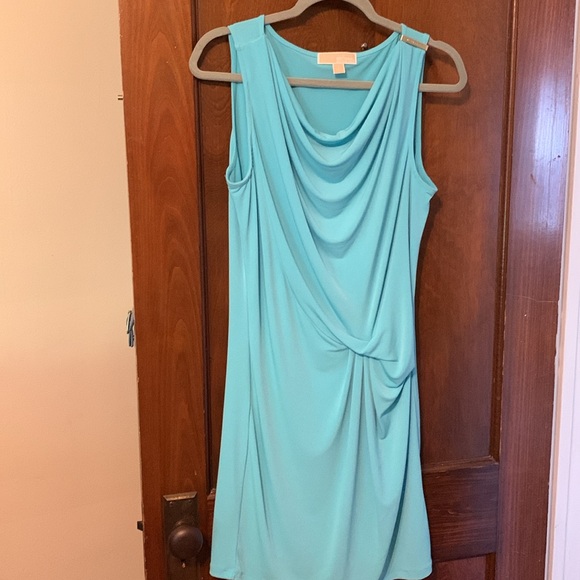 Michael Kors light blue tank top mini dress with ruched pleating in front 😍😍😍 - Picture 3 of 10